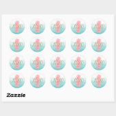 Sticker Rond Aquarelle rose Aiguille tropicale (Feuille)