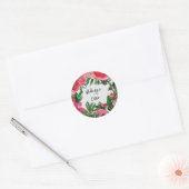 Sticker Rond Aquarelle rose anémone Mariage floral (Enveloppe)