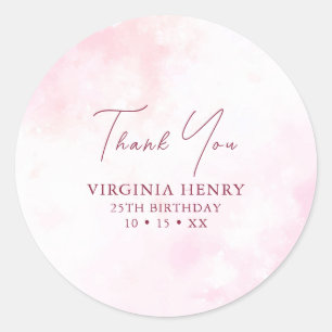 Sticker Rond Aquarelle rose Anniversaire