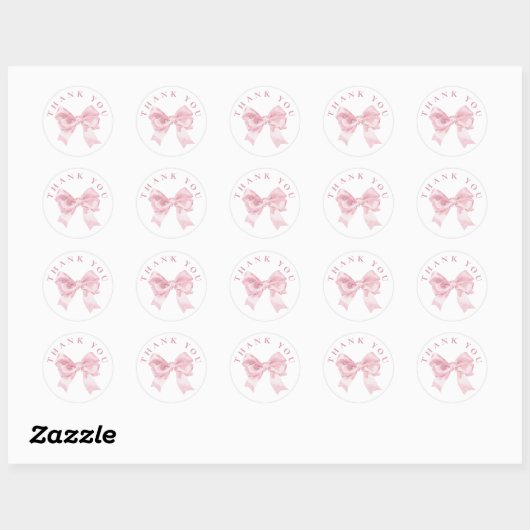 Sticker Rond aquarelle rose arc merci (Feuille)