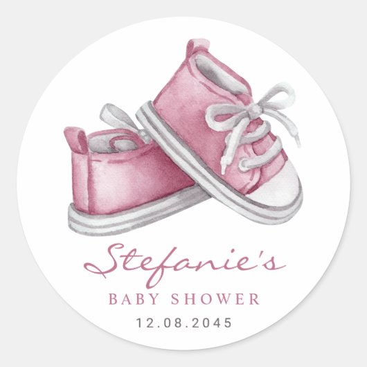 Sticker Rond Aquarelle rose Baby shower de bébés bonbons (Devant)