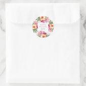 Sticker Rond Aquarelle rose Baby shower floral tropical (Sac)