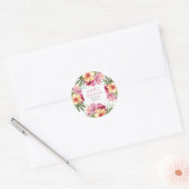 Sticker Rond Aquarelle rose Baby shower floral tropical (Enveloppe)