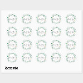 Sticker Rond Aquarelle rose Baby shower vert Merci (Feuille)