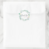 Sticker Rond Aquarelle rose Baby shower vert Merci (Sac)