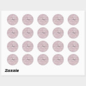 Sticker Rond Aquarelle rose Batik Nom du monogramme (Feuille)