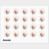 Sticker Rond Aquarelle rose bienheureuse Florale (Feuille)