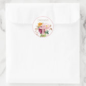 Sticker Rond Aquarelle rose bienheureuse Florale (Sac)