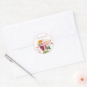 Sticker Rond Aquarelle rose bienheureuse Florale (Enveloppe)