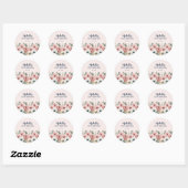 Sticker Rond Aquarelle rose blanc Floral 100e anniversaire (Feuille)