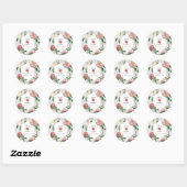 Sticker Rond Aquarelle rose blanc pivoines Mariage (Feuille)