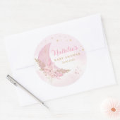 Sticker Rond Aquarelle rose Boho Sur Le Baby shower Lune (Enveloppe)