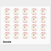 Sticker Rond Aquarelle Rose Bonjour Fille Bébé 3 (Feuille)