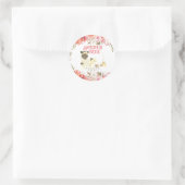 Sticker Rond Aquarelle Rose Bonjour Fille Bébé 3 (Sac)