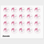 Sticker Rond Aquarelle Rose Bow Chic Sweet 16 Anniversaire (Feuille)