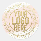 Sticker Rond Aquarelle rose brosse Parties scintillant Confetti (Devant)