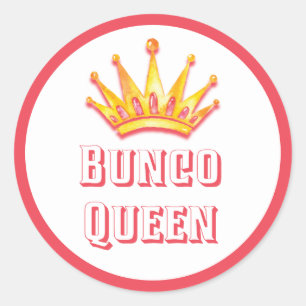 Sticker Rond Aquarelle rose Bunco Queen Crown