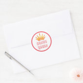 Sticker Rond Aquarelle rose Bunco Queen Crown (Enveloppe)