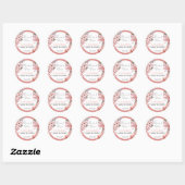 Sticker Rond Aquarelle rose cerise fleurs Merci élégant (Feuille)