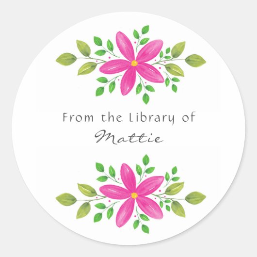 Sticker Rond Aquarelle rose chaud Swag (Devant)