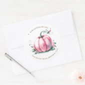 Sticker Rond Aquarelle rose Citrouilles Adresse de retour (Enveloppe)