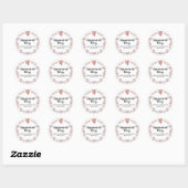 Sticker Rond Aquarelle rose Coeur et Fleur (Feuille)