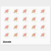 Sticker Rond Aquarelle rose colorée Art Floral Personnalisé (Feuille)