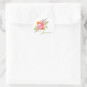 Sticker Rond Aquarelle rose colorée Art Floral Personnalisé (Sac)