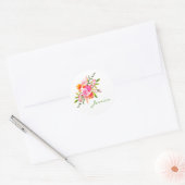Sticker Rond Aquarelle rose colorée Art Floral Personnalisé (Enveloppe)