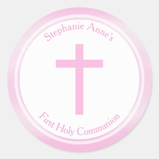 Sticker Rond Aquarelle rose communion (Devant)