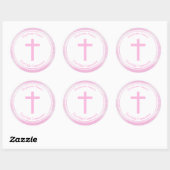 Sticker Rond Aquarelle rose communion (Feuille)