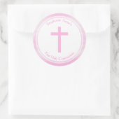 Sticker Rond Aquarelle rose communion (Sac)