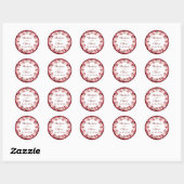 Sticker Rond Aquarelle rose de Bourgogne Mariage (Feuille)