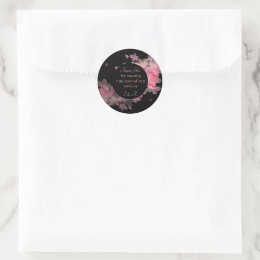 Sticker Rond Aquarelle rose délicate Florale (Sac)