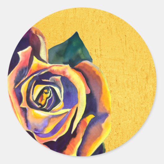 Sticker Rond Aquarelle Rose d'or (Devant)