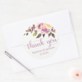 Sticker Rond Aquarelle Rose douce Mariage floral Favoriser (Enveloppe)