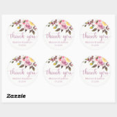 Sticker Rond Aquarelle Rose douce Mariage floral Favoriser (Feuille)