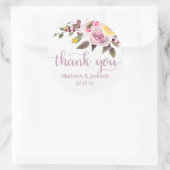 Sticker Rond Aquarelle Rose douce Mariage floral Favoriser (Sac)