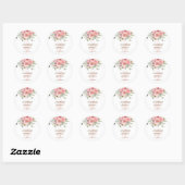 Sticker Rond Aquarelle rose doux Mariage de bouquet floral (Feuille)