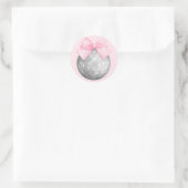 Sticker Rond Aquarelle rose En vichy Bow Silver Disco Ball (Sac)