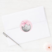Sticker Rond Aquarelle rose En vichy Bow Silver Disco Ball (Enveloppe)