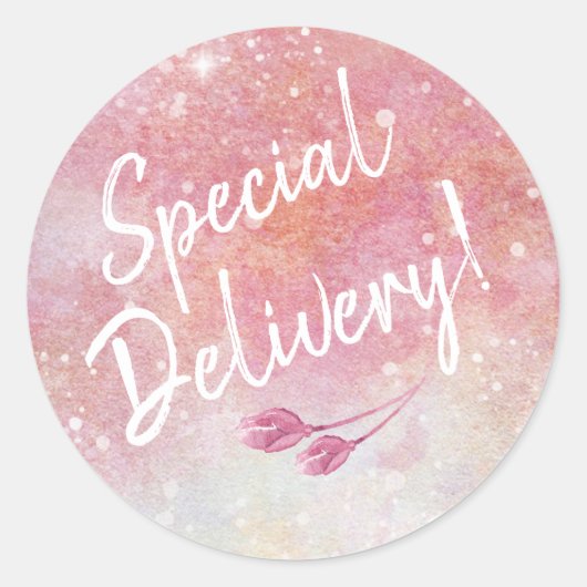 Sticker Rond Aquarelle rose - Enveloppe de livraison spéciale (Devant)