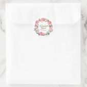 Sticker Rond Aquarelle rose et blanc (Sac)