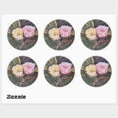 Sticker Rond Aquarelle rose et jaune Florale (Feuille)