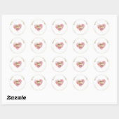 Sticker Rond Aquarelle rose et Merci or (Feuille)