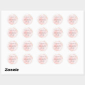 Sticker Rond Aquarelle rose et or Blush fête d'anniversaire (Feuille)