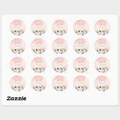 Sticker Rond Aquarelle rose et or luxuriante Florale (Feuille)