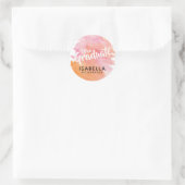 Sticker Rond Aquarelle rose et orange moderne (Sac)