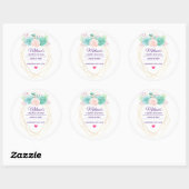 Sticker Rond Aquarelle rose et vert Succulent bougie savon (Feuille)