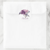 Sticker Rond Aquarelle rose et violet florale merci classe (Sac)